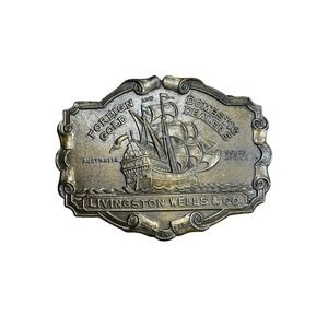 Vintage Lewis Buckles Chicago Livingston Wells & Co Nautical Ship Belt Buckle